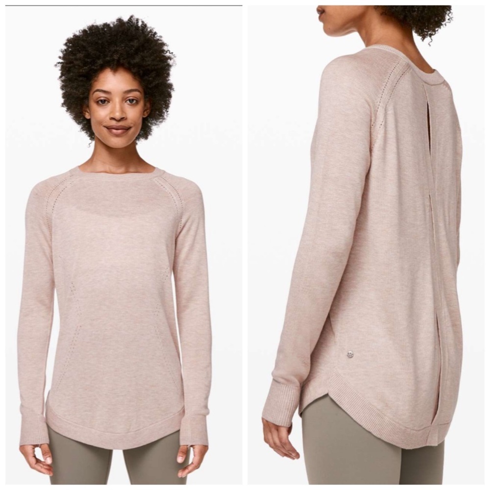 Lululemon Lead with Your Heart Cashmere Cashlu Sweater Heathered Pink Bliss Sz 4